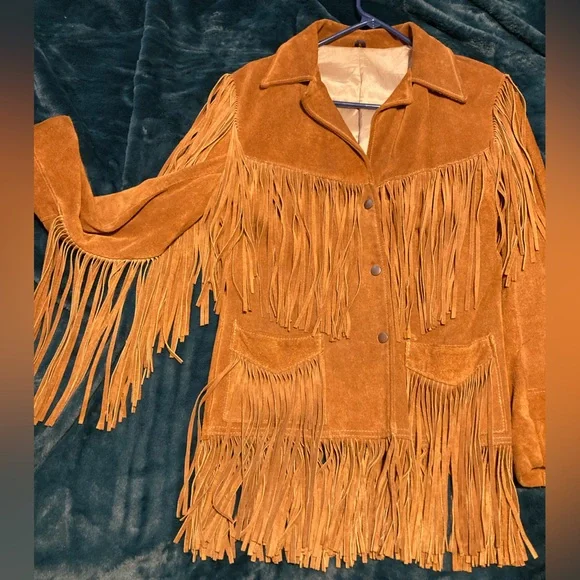 Jo O Kay Vintage Leather Fringed Jacket Coat Unisex Bohemian Western - Picture 4 of 16